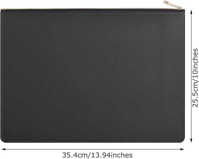 Enyuwlcm PU Leather A4 File Folder Zipper Document Holder Envelope Folder Case for Receipt Contract (1, Black)