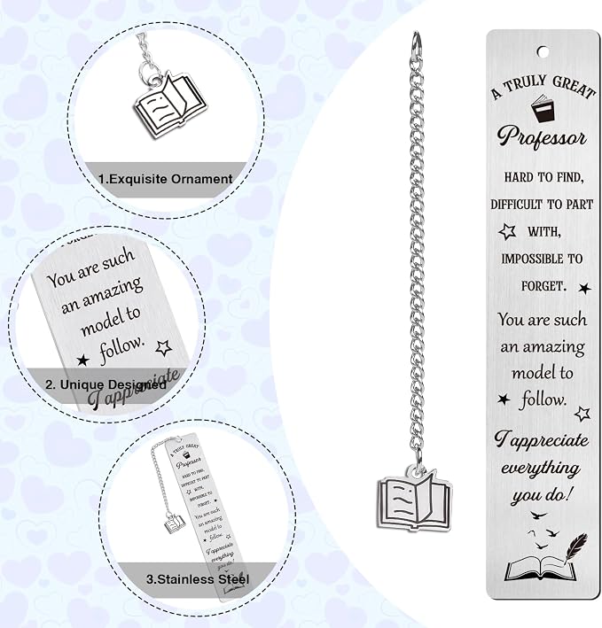 Professor Bookmark Gifts from Students - Appreciation Thank You Gift for Professor, Teacher's Day Leaving Going Away Retirement Birthday Appreciation Present for Teachers