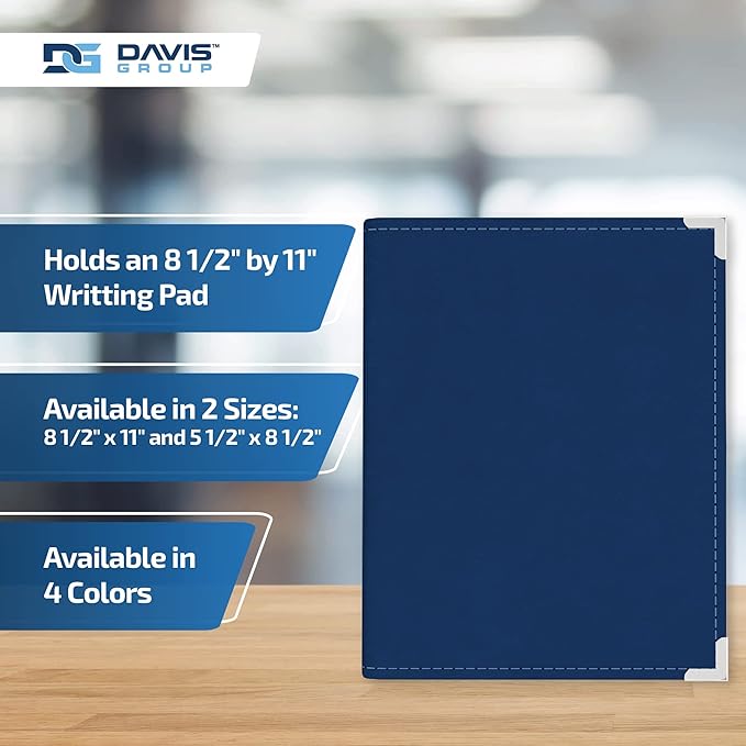 Executive Notebook Portfolio, VIP Faux-Leather Padfolio for Women and Men, Includes 8.5-by-11-Inch Writing Pad, Blue