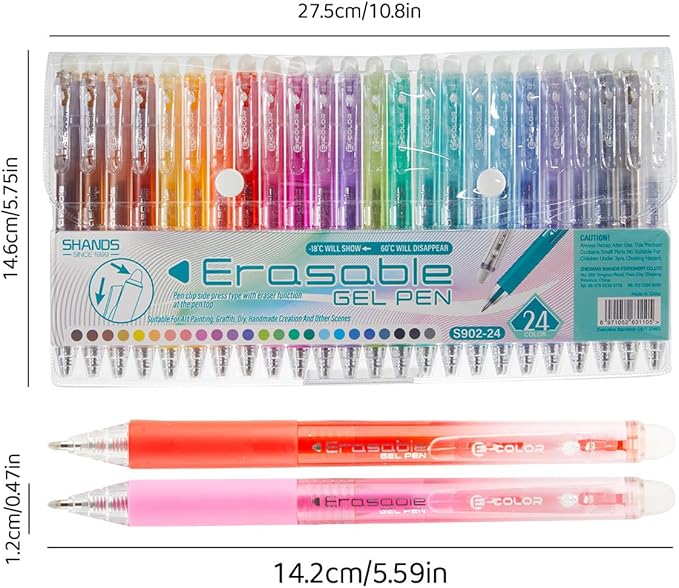 Retractable Erasable Gel Pens Clicker,Fine Point 0.7mm Smooth Writing Pens,Cute Pens For Writing Journaling Taking Notes School Office Home. (24 Colors)