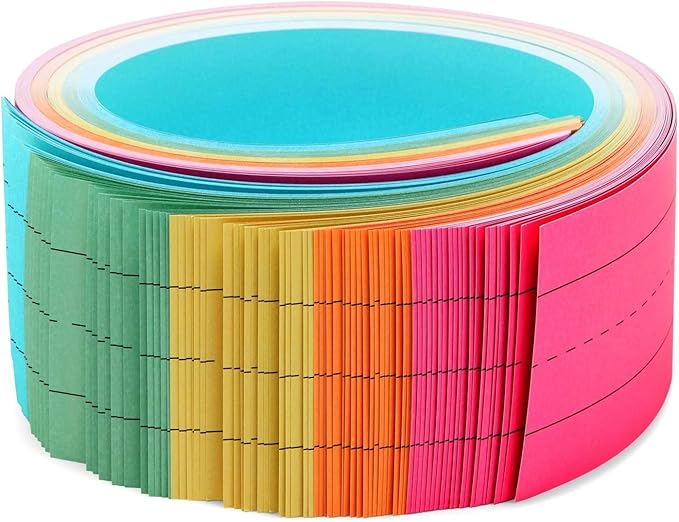 Juvale Colored Sentence Strips - 100 Count, 3 x 24 in, 5 Pastel Colors - Lined Paper Strips for Teacher Supplies & Classroom Organization