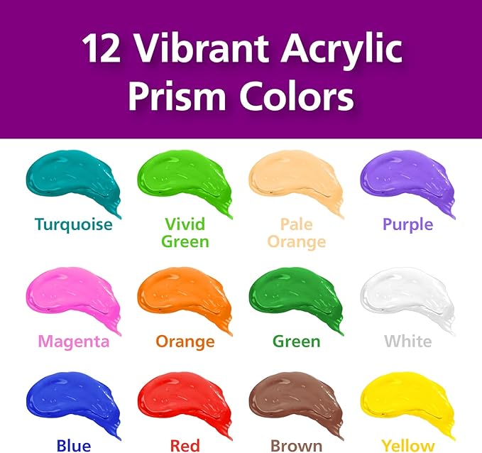 Colorations Artist Quality Acrylic Paint.12 Vibrant Colors.16 oz (473ml) - Made in United States, Paraben-Free, Non-Toxic, Acrylic Paint for Adults and Kids
