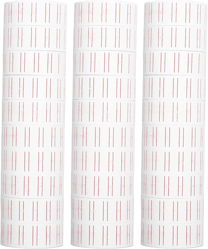 30 Rolls 15000 Pieces Price Label Stickers Single Row Tag Paper for MX5500 Labeler 21x12mm
