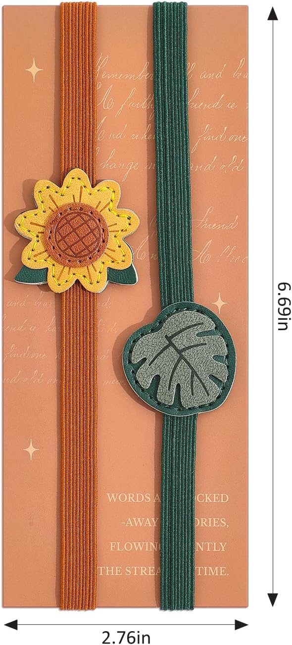 2PCS Vintage Elastic Leather Bookmark for Women, Elastic Bands Leather Book Marks, PU Bookmarks Planner Accessories, for Book Lover, Reader, Hardcover Journals, Notebooks, Planners, Binders