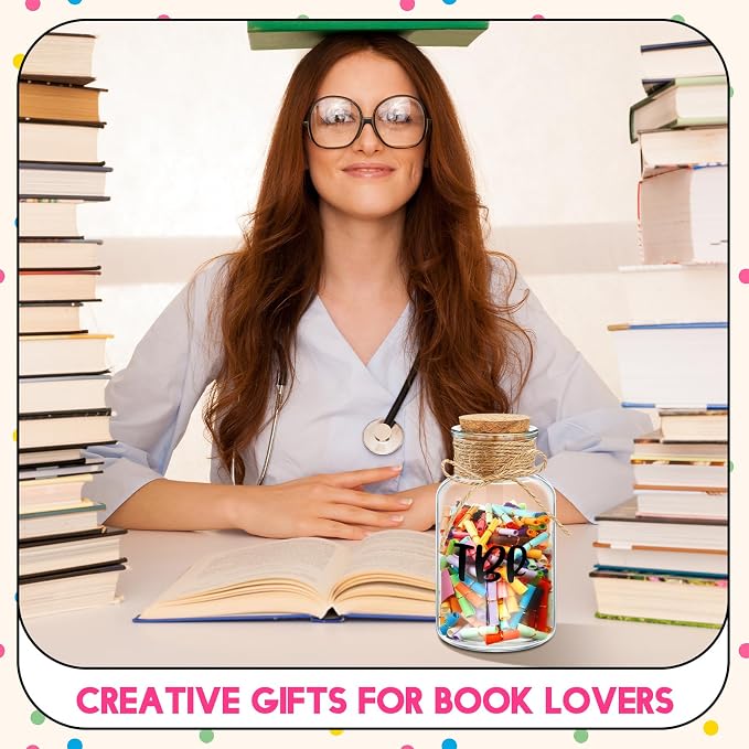 Tbr Jar Gift for Book Lover to Be Read List Jar with 300 Colorful Notes, Bookish Reading Accessories to Choose Your Next Book, Bookworm Gift for Club Members Graduation Teacher Student Reading Present