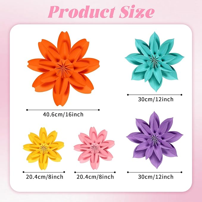 Spring 3D Paper Flowers Bulletin Board for Wall Classroom Decorations Floral Craft Large Paper Flowers Colorful Premade School Home Party Supplies Decor for Photo Backdrops Door Celebrations Favor