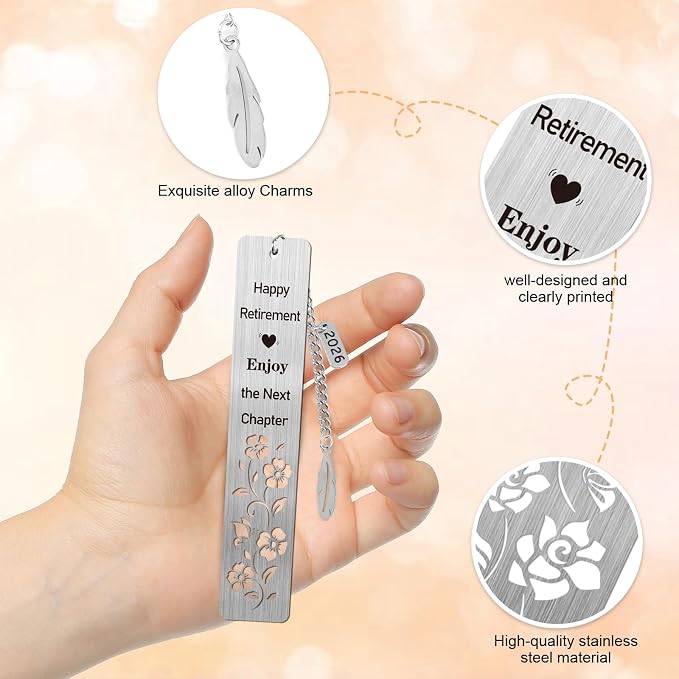 Retirement Gifts for Women 2026Coworker Retirement Bookmarks for Women Men Book Lovers Farewell Going Away Goodbye Appreciation Retirement Gifts for Retired Teacher Nurse Colleagues(2Pcs Metal)