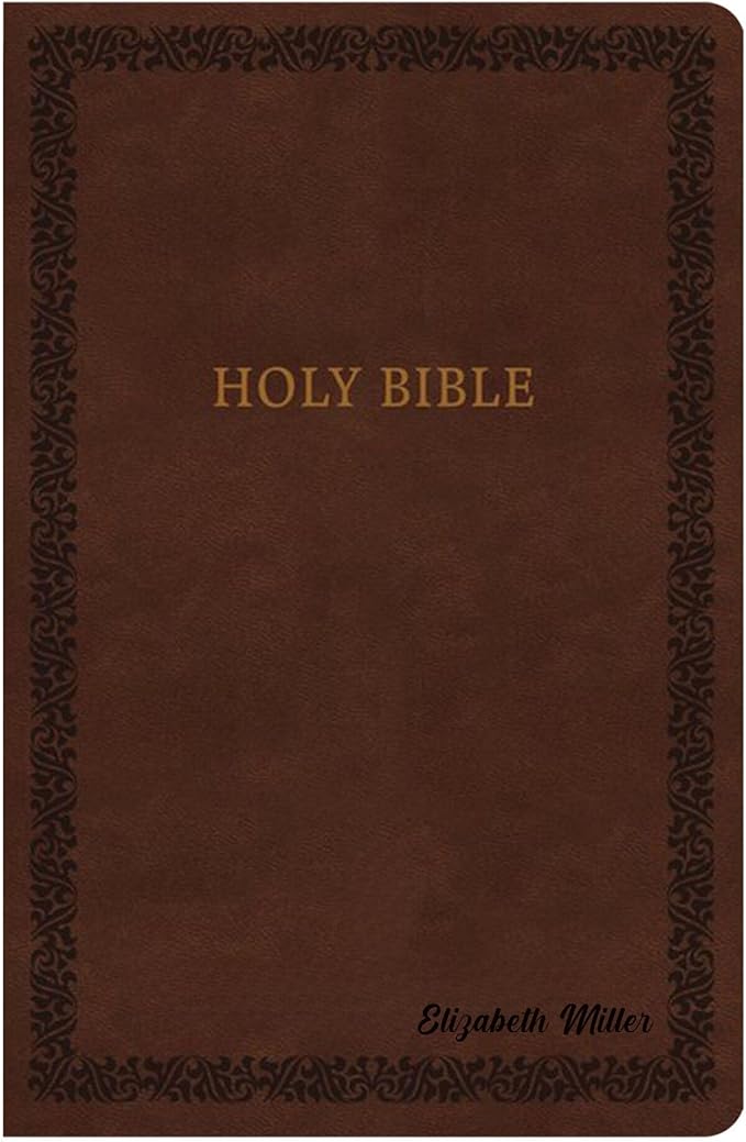Personalized Soft Touch NIV Thinline Holy Bible with Custom Name on Lower Right Corner of Faux Leather Cover | Small Print | Custom Gift for Christian & Religious Celebrations | Brown