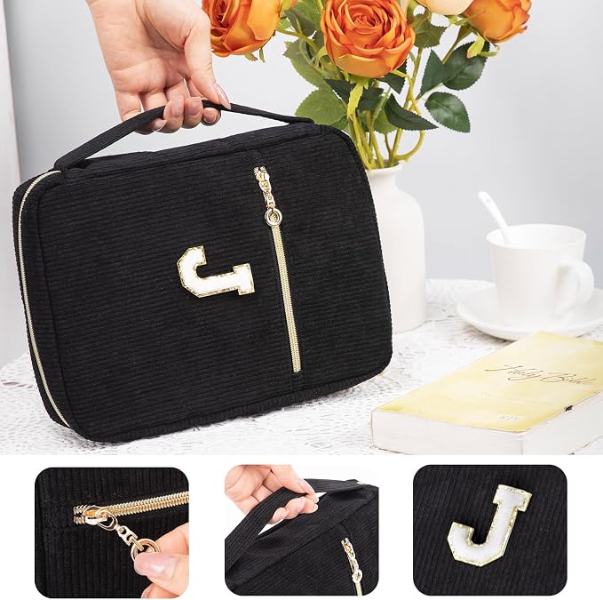 Bible Cover for Women, Initial Personalized Bible Gift - Bible Case for Men - Bible Holder - Bible Bag - Bible Carrier - Bible Carrying Case with Pockets for Bible Study Suppliers, Bible Accessories