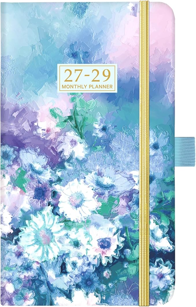 2027-2029 Pocket Planner/Calendar - 3 Year Monthly Planner 2027-2029, Jan. 2027 - Dec. 2029, 3.93''×6.29'', 36 Months Small Planner, 60 Note Pages, Pen Holder, Pocket - Floral Painting
