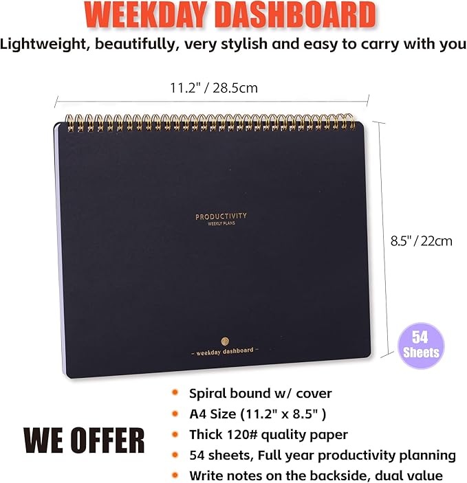 Weekday To Do List Notepad - 5-Day Undated Weekly Schedule Plan Your Daily Tasks, Goals, Events, Appointments, Shopping - Multi Project Management Planner Notebook for Work