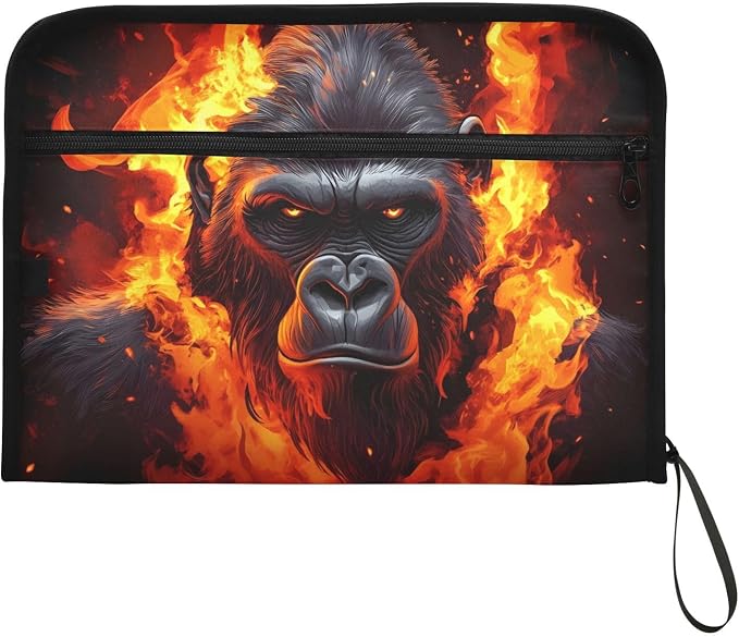 Expanding File Folder Fierce Gorilla King Kong Accordion File Organizer 13 Pockets Document Organizer with Zipper Labels A4 Letter Office Storage
