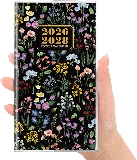 SKYDUE Pocket Calendar 2026-2028, Pocket Monthly Planner Jul 2026 - Dec 2028 for Purse, 6.7" X 3.8" 30-Month Small Planner, Academic Year Calendar, Compact Design with Plastic Sleeve