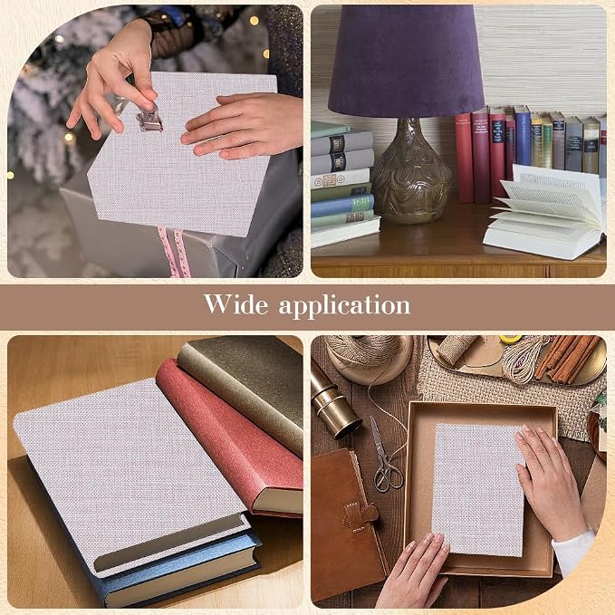 CRASPIRE 51 x 11.8 Inch Book Binding Cloth Book Cover Fabric with Paper Back Old Lace Linen Woven Polyester Bookcover for Books Album Scrapbooking Archival DIY Covering Bookbinding Protector