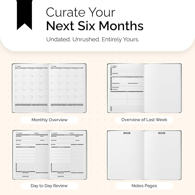 Panda Planner Pro A4 Daily Planner 2026 – 6 Month Large 8.5x11 Undated Academic & Productivity Planner with Daily, Weekly & Monthly Calendar, Work Planner, Goal Tracker, Habit Tracker & Personal Development Organizer – Black