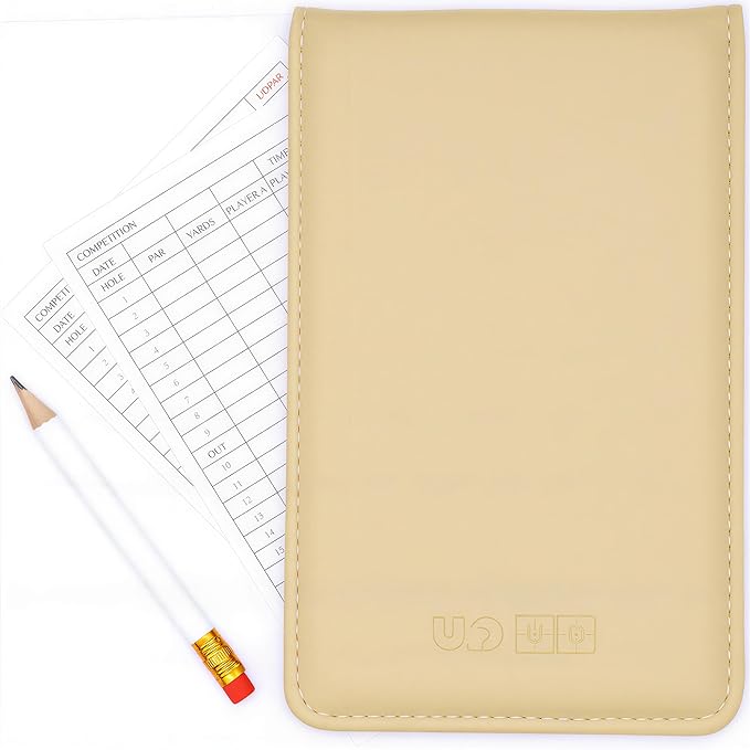 Leather Golf Scorecard Holder & Yardage Book Cover – Slim Microfiber Leather Case for Walking Players | Fits 4.5"x7" Scorecards & Yardage Books | Bonus Pencil & Scorecards