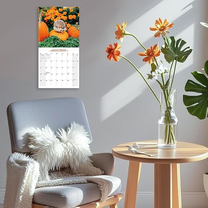 Wall Calendar 2026 Planner Calendar - Hedgehog Hangable Monthly Wall Calendar with Large Blocks for Organizing & Planning, Academic Schedule, Home, Office & family, Thick & Sturdy Paper (12"x24" Open)