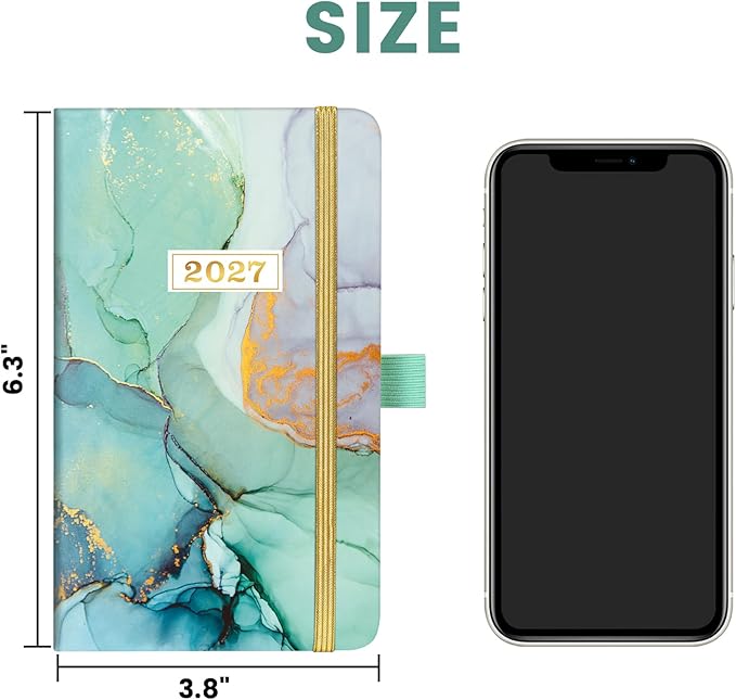 2027 Pocket Calendar - 2027 Pocket Planner, 2027 Planner Weekly and Monthly, Jan. 2027 - Dec. 2027, 6.3''×3.8'', Agenda Planners and Schedule Organizer with Pen Loop, 2 Bookmarks, Banded
