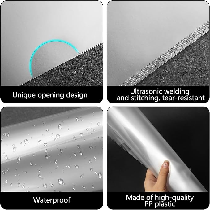 100 Pcs Clear Document Folder Project Pocket for US Letter / A4 Size - Transparent L-Type Plastic Folder