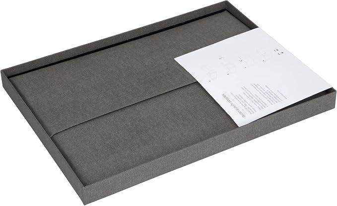 Bigso Box of Sweden Katia KD Collapsible Photo Storage Box with Labelframe for Easy Identification | Simple Assembly without Tools with Lids | 11.3"x15.4"x6.4" | Light Gray