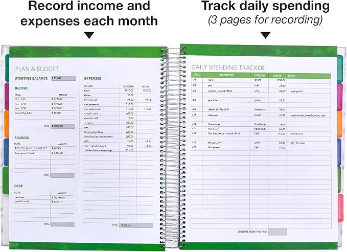 Global Printed Products Budget Planner & Monthly Bill Organizer With 12 Envelopes and Pockets. Expense Tracker Notebook and Financial Planner Budget Book to Control Your Money, 8.5" x 11", Pink Marble