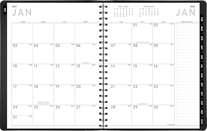 AT-A-GLANCE 2027 Appointment Book Planner, Weekly & Monthly, 8.25" x 11", Half-Hourly, Contemporary, Black (70950X0527)