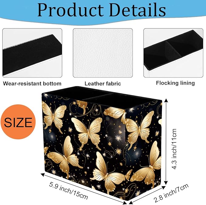 Pen Holder and Anti-Slip Mouse Pad Combination, Makeup Brush Storage Box, Tableware Storage Box, Suitable for Office and Home - Golden Butterfly