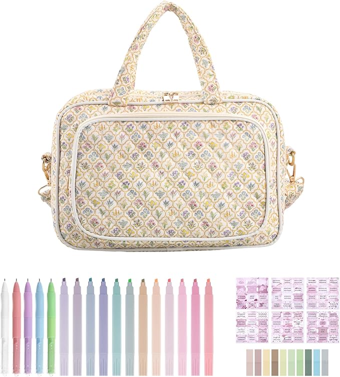 BESARME Bible Bags for Women, Large Bible Cover Case with Strep Mother's Day Gifts Journaling Supplies Christian Gifts for Women(French Floral)