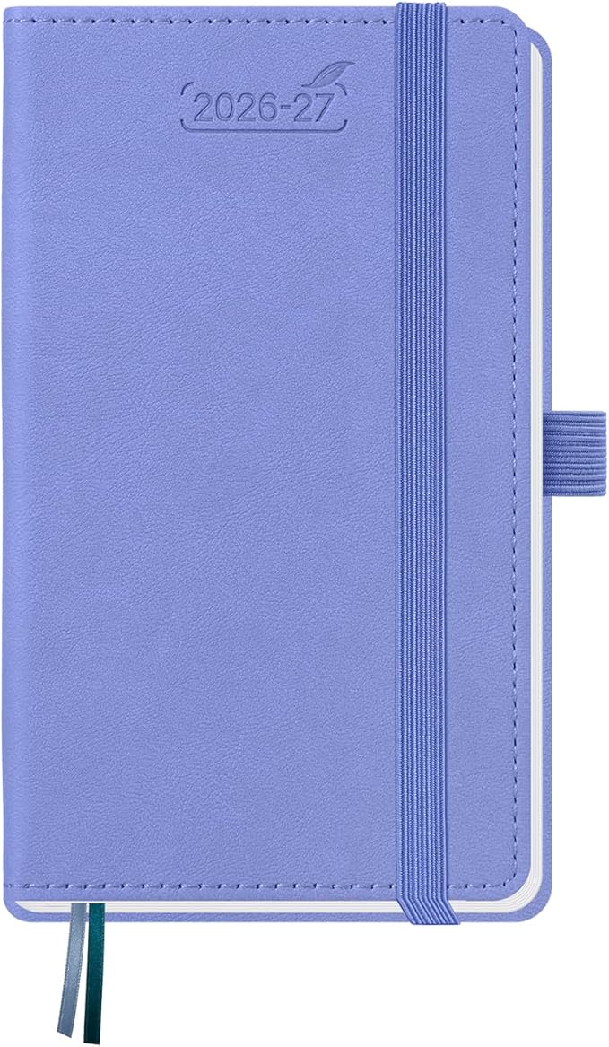 BEZEND Pocket Planner 2026-2027 Weekly and Monthly (3.5" x 6") 18 Months Small Academic Calendar (Jul 26-Dec 27) Ideal for Students, Work & Home, Storage Pocket, PU Leather Hardcover -Cornflower