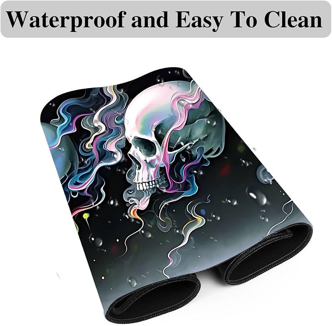 Mouse Pad Gaming Mousepad 31.5x11.8 Inch XXL Large + Coasters,Desk Mat with Stitched Edges, Non-Slip Rubber Base, Thick Mouse Pad for Computer, Laptop, Office & Home - Skull