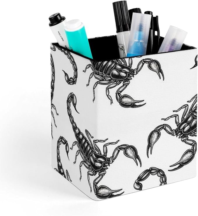 Women's Fashion Pencil Pen Holder Cup, Waterproof Office Supplies, Waterproof Multifunctional Office Supplies Black Scorpion