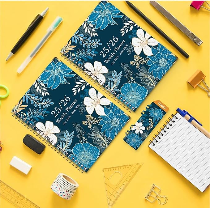 2025-2026 Planner, 12-Month Daily Weekly Monthly Planner from JUL.2025 to JUN.2026, 8.5" X 6.2", Spiral Hardcover Notebook with Bookmarks, Elastic Closure, Inner Pocket for Office School Supplies