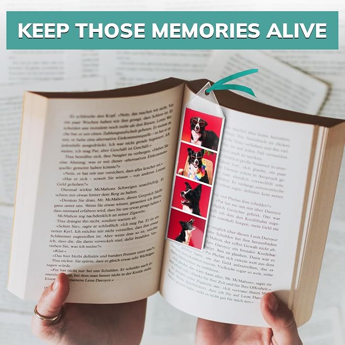 pbf PHOTO BOOTH FRAMES Vinyl Sleeves for Shutterbooth Photos | DIY Photo Strip Holder | Personalized, Clear Bookmarks (50-Pack)