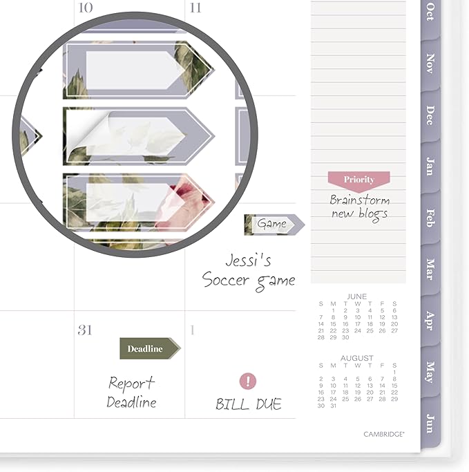 Cambridge Planner 2026-2027 Weekly & Monthly Academic 12-Month July-June, 8-1/2" x 11", Tea Rose (1796-905A)