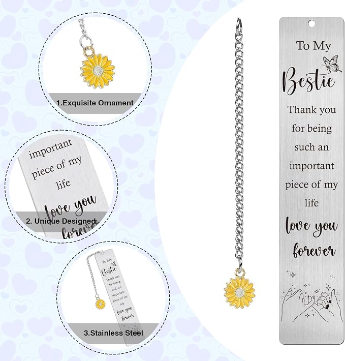 Inspirational Bestie Bookmark Gifts - Friendship Bestie Gifts from Friends, Encouraging Graduation Christmas Wedding Birthday Friendship Accompany Present for Girl Women Her