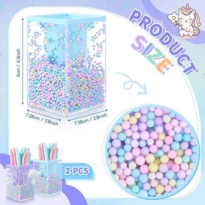 Zonon 2 Pieces Bubble Pen Holder for Desk Cute Makeup Brush Organizer & Pencil Holder with a Playful Sphere Design, Kawaii Desktop Accessories for Women, Office & School(Blue and Purple)