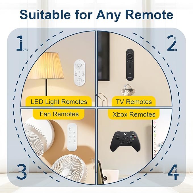 Magnetic Remote Control Holder Self-Adhesive Wall Mount, 6 Pack Upgraded Silicone Organizer Storage Wall Holder for Home Office TV, Fan and Air Conditioner Remote Control White