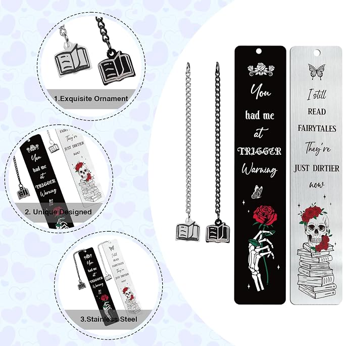 Dark Romance Bookmarks Gifts - 2PCS Funny Bookmarks for Women Friends Girls Spicy Romance Gothic Book Marks for Book Lovers Reader Bookworm Halloween Thanksgiving Christmas Birthday Gag Gift