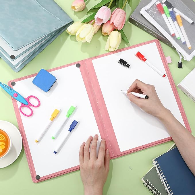 Feifeiya 6 Sides Dry Erase Notebook Portable White Board 12"x9"(a4) Travel Dry Erase White Board Notebook Foldable Anti-ghosting Surface for Office, School, Study, Travel & Business Meeting Planning