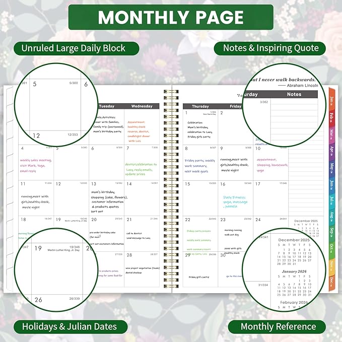 2026-2028 Monthly Planner/Calendar - 3 Year Monthly Planner 2026-2028, January 2026 - December 2028, 9" x 11", 3 Year Calendar 2026-2027-2028 with Colorful Tabs, Notes Pages, Inner Pocket