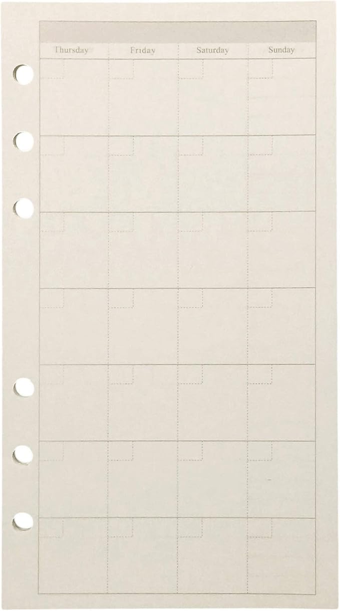 Zelten Refills/Loose Leaves for A6 Cover Ring Binder/Personal Organizer/Planner(A6 6 Holes, Monthly Plan)