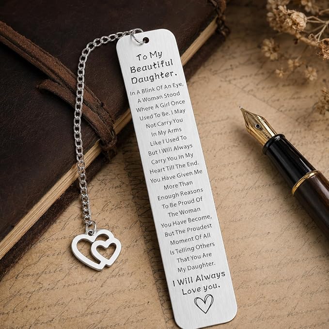 Inspirational Daughter Bookmark Graduation Gifts, to My Daughter 16th 18th 21st Birthday Gift for Daughters from Mom Dad, Book Accessory for Book Lovers, Girls Dorm Room Essentials Back to School