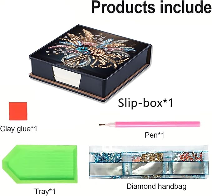 Vase Diamonds Painting Kit Note Box,Memo Paper Storage Box Diamond Art,Sticky Note Holder Diamond Art,Diamond Painting Memo Pad For Office Desk. (Vase)