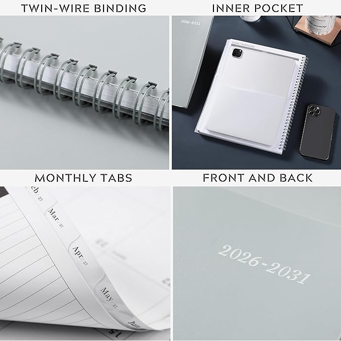 2026-2031 Monthly Planner/Calendar - 5 Year Planner from Jul.2026 - Jun.2031, 60 Month, 9" x 11", Monthly Calendar 2026-2031, 5 Year Calendar - Grey