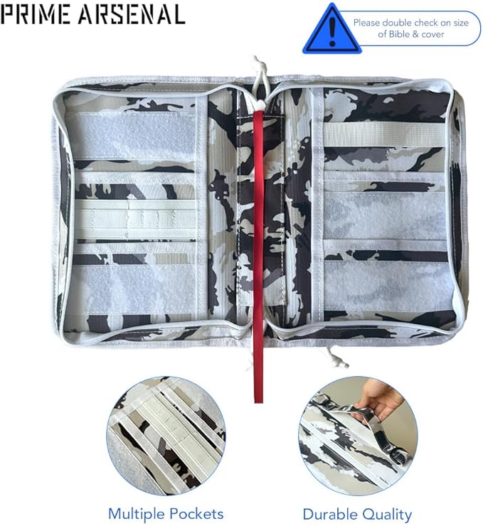 Tactical Bible Case For Men, Bible Cover For Men, Gift For Women, Bible Book Cover, Bible Cover Case With Patches, Great Christian Gift for Friends and Family (Arctic)