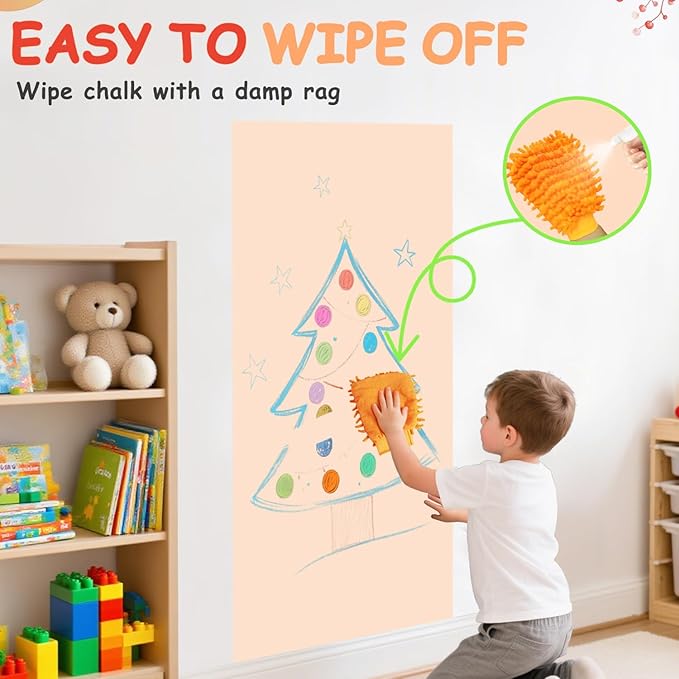 Magnetic Wall Decal 47.2x17.5 Inch Milk Tea Color Magnetic Wall Decal Chalkboard Magnet Play Wall with Multiple Accessories for Home Playroom and Classroom