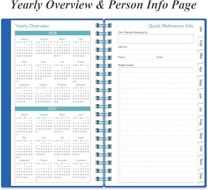 2026 Pocket Planner/Calendar - 2026 Weekly & Monthly Planner from January 2026 to December 2026, 12 Months Tabs, 3.75" x 6.75", Blue
