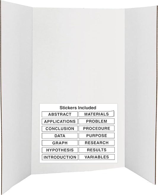 White Tri-Fold Presentation Board 28" X 40" Corrugated Tabletop Display Exhibition Board Lightweight and Portable with Smooth Surface Great for school projects and business presentations - By Emraw