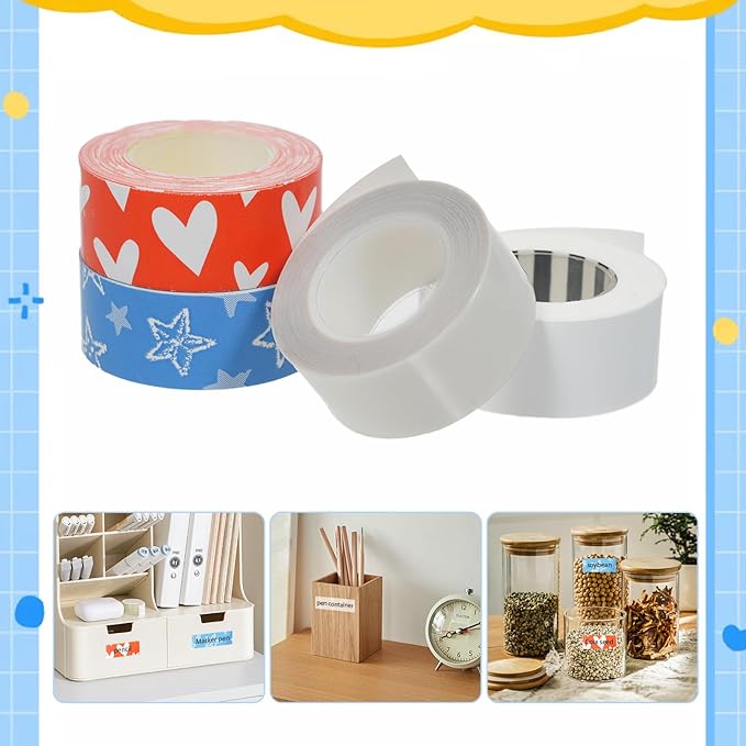 HUIOP Label Tape,Label Tape 1 Roll Thermal Label Skicker Compatible with King Jim TEPRA LR5C Labeler Cute Thermal Paper Print Tape 15mm*4m - Transparent