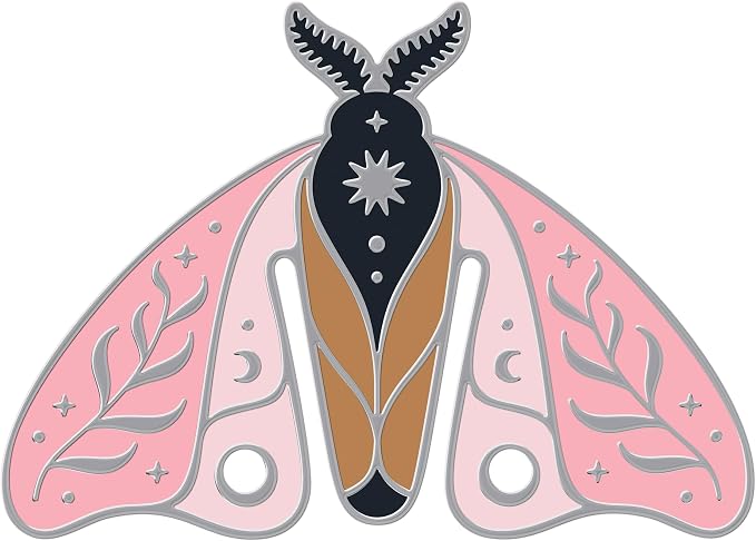 Genuine Fred Moth Marks Metal Bookmarks, Set of 2 Steel Moth-Shaped Page Markers, Lightweight, Modern Design, Celestial Details